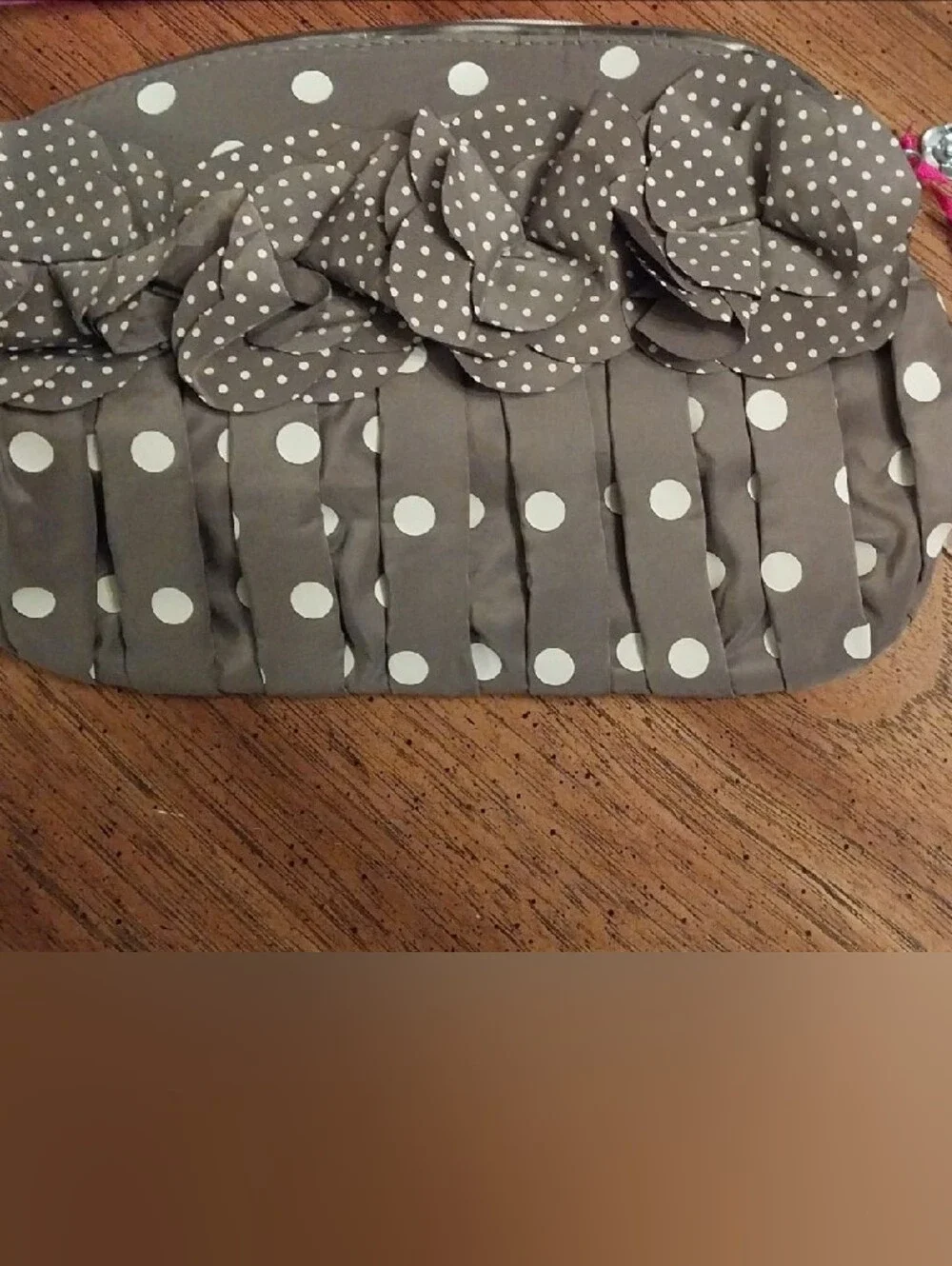 Camomilla MILANO Italy Brown With Polka Dot Floral Clutch